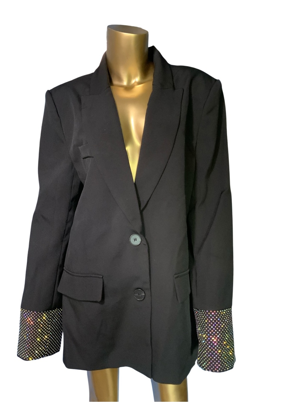 SLA The Label Black Thea Diamanté Cuff Blazer